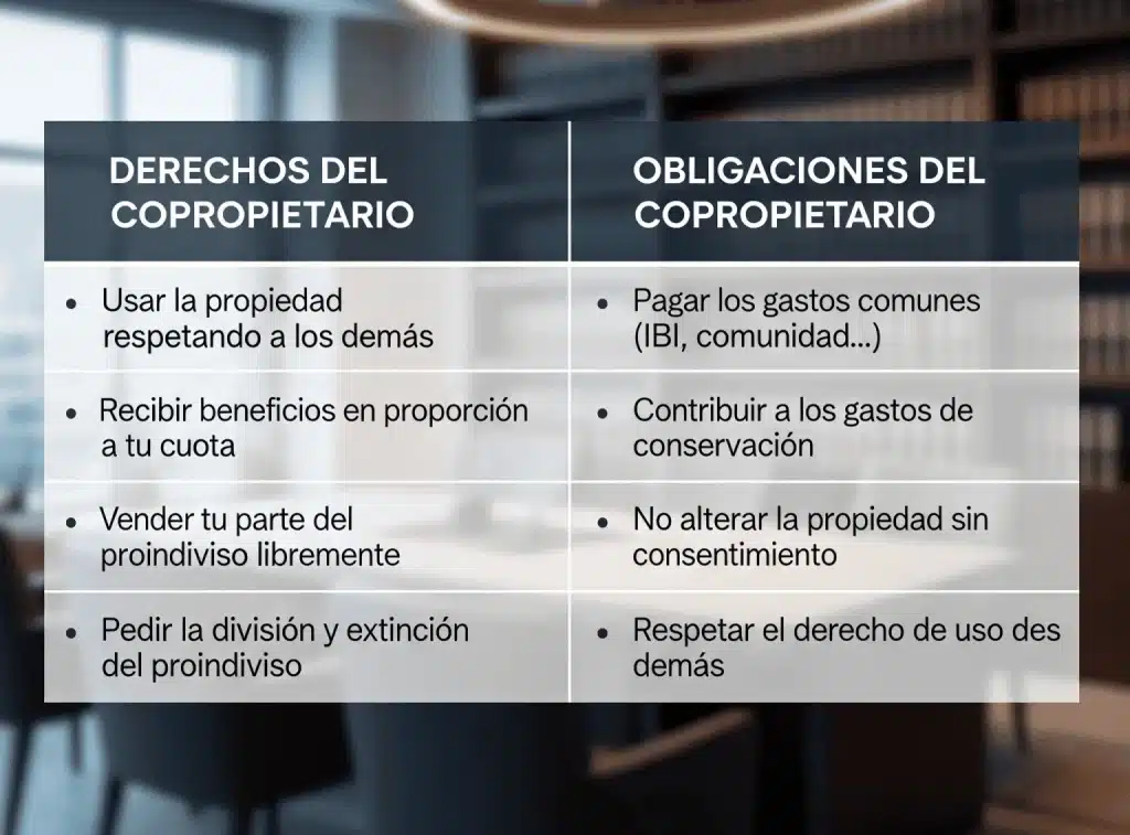 Derechos y obligaciones de los copropietarios de una vivienda según el Código Civil español